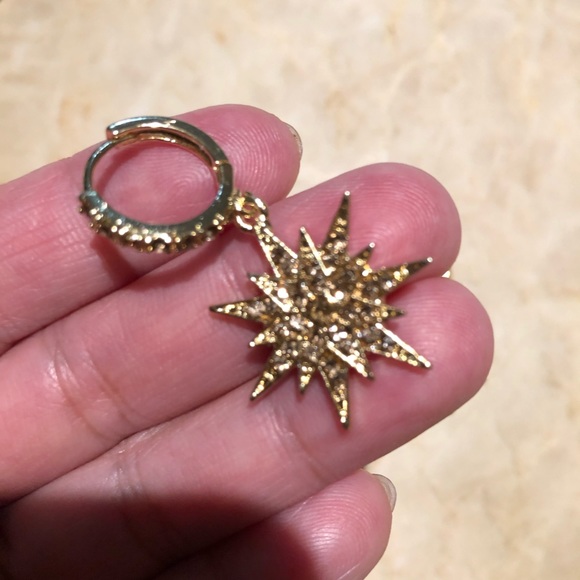 Starburst Rhinestone Hoop Earrings - Picture 5 of 10